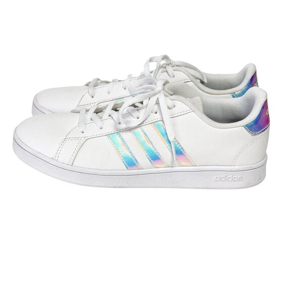 ADIDAS White Blue Iridescent GRAND COURT Sneaker FW1274 Shoe Men's Size 7 - Picture 6 of 9